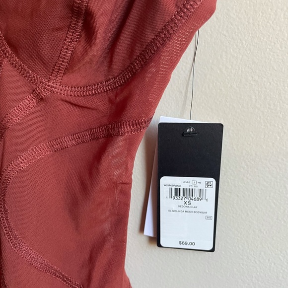 𝗡𝗪𝗧 GUESS spicy orange bodysuit mesh transparent contour sienna clay XS MELINDA - Picture 7 of 12